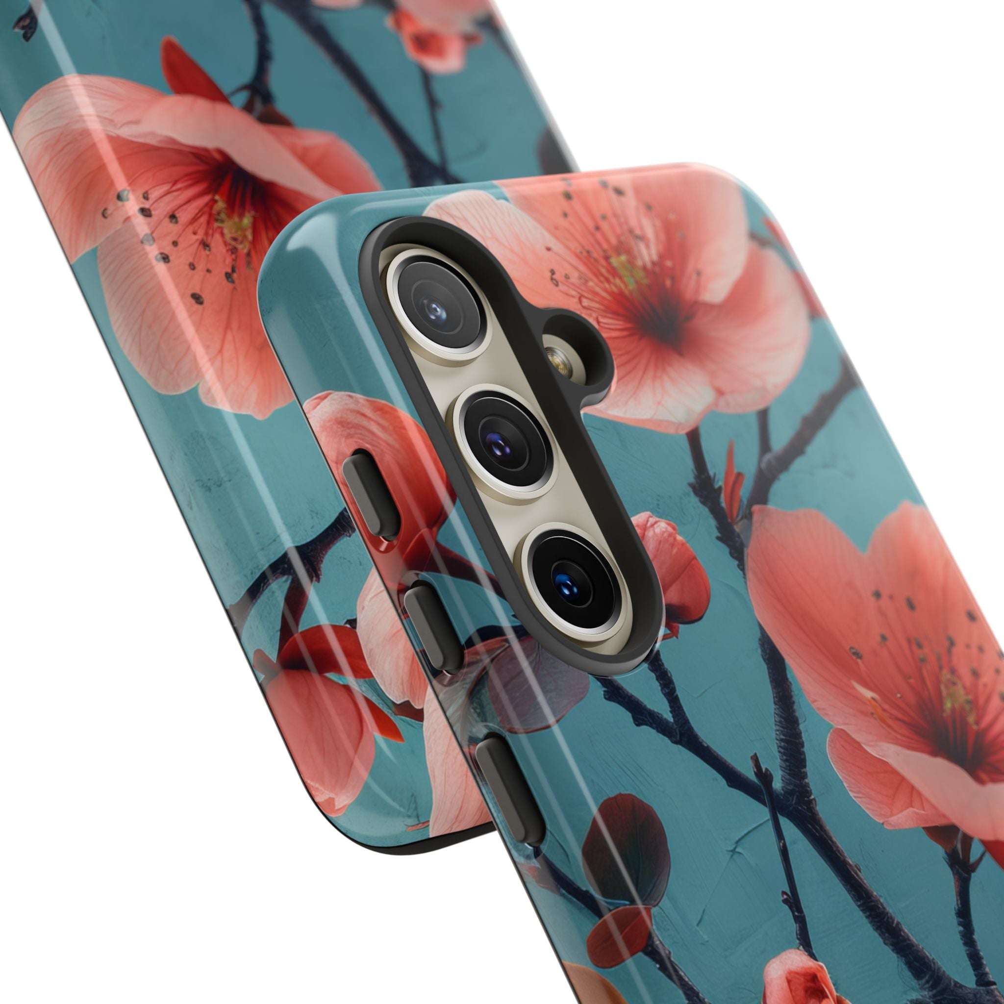 Teal Coral Blossom - Tough Samsung S24 Phone Case