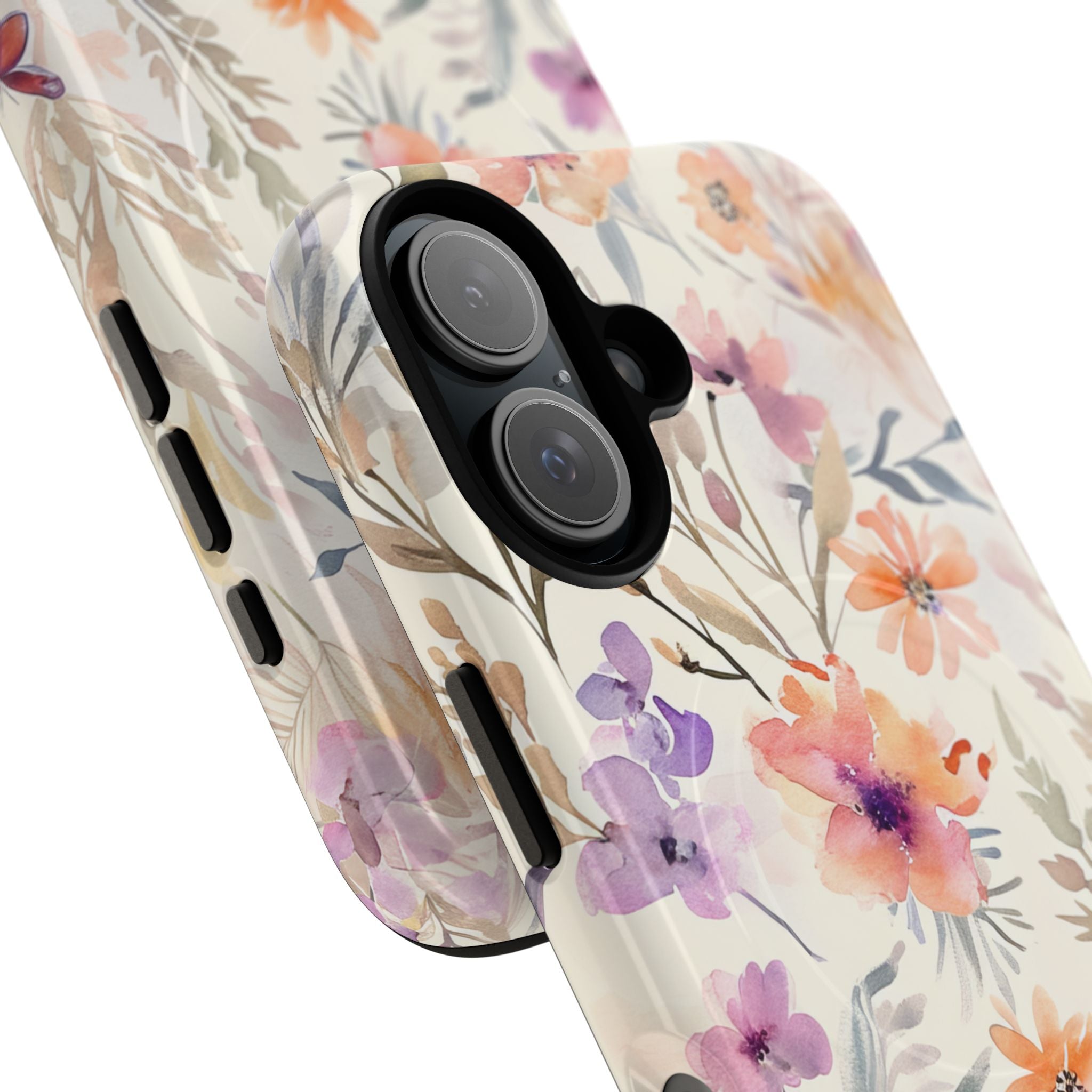 Soft Pink Floral Watercolor Design - Tough + MagSafe® iPhone 16 Phone Case