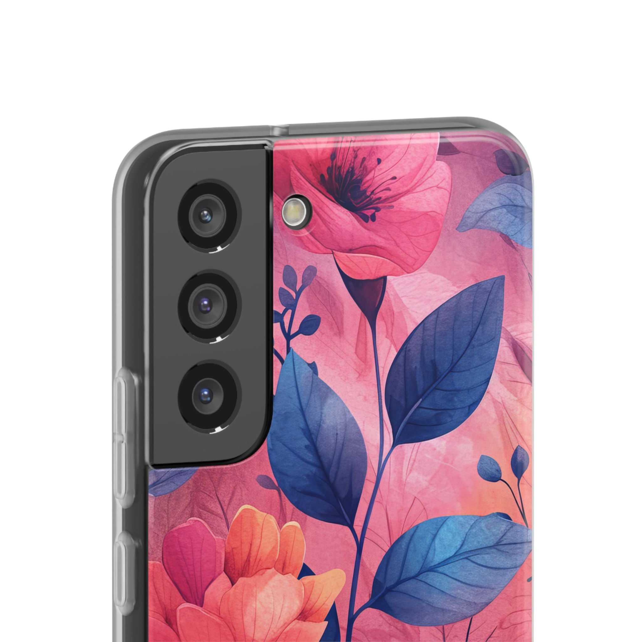 Pink Blue Floral - Flexi Samsung S22 Phone Case