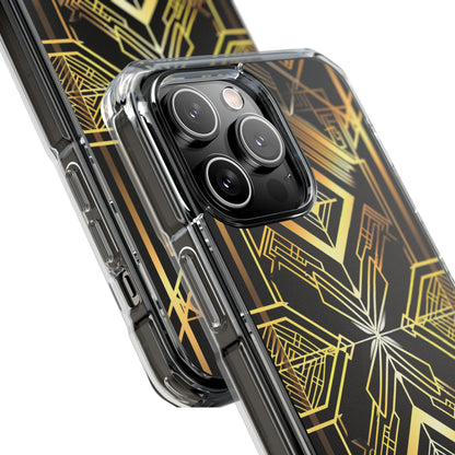 Golden Geometric Opulence iPhone 14 - Clear Impact Phone Case