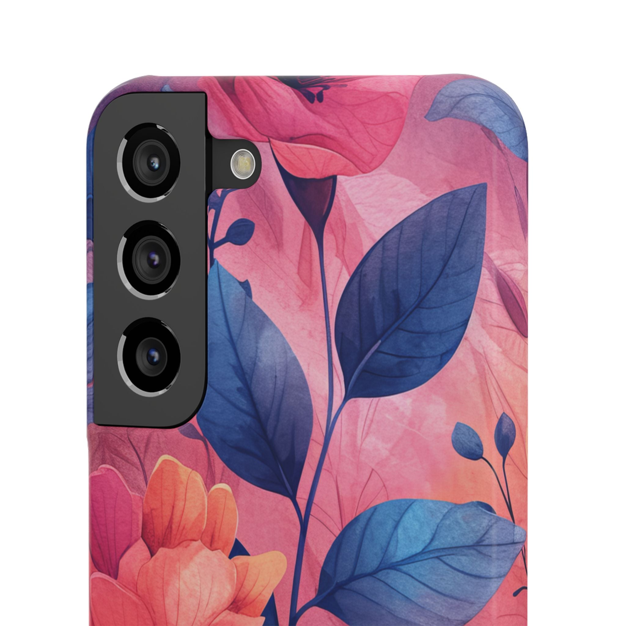 Pink Blue Floral - Slim Samsung S22 Phone Case