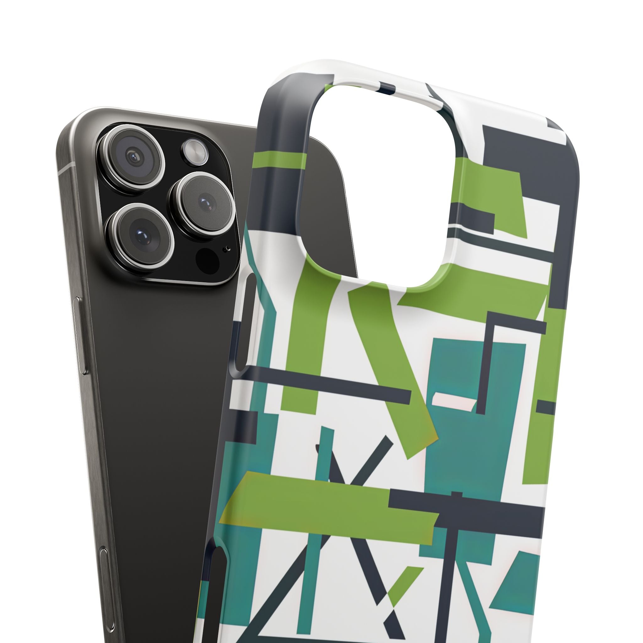 Green Geometry Glide iPhone 16 - Slim Phone Case