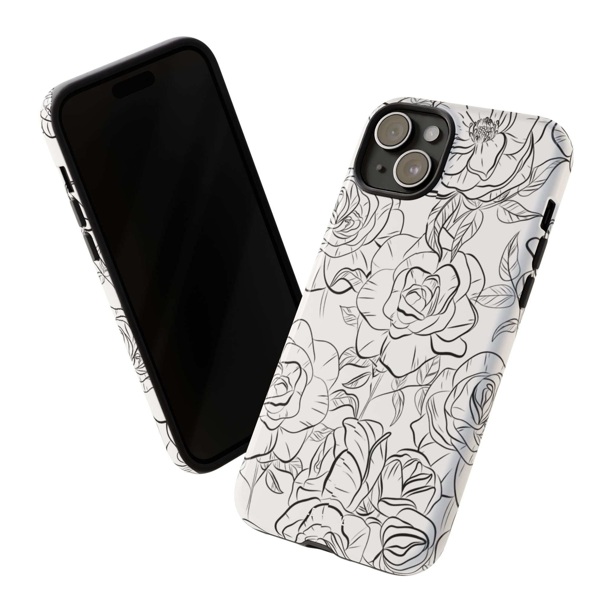 Intricate Rose Sketches - iPhone Case