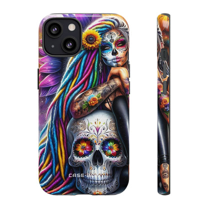 Sunflower Skull Glow iPhone 13 Case - Tough