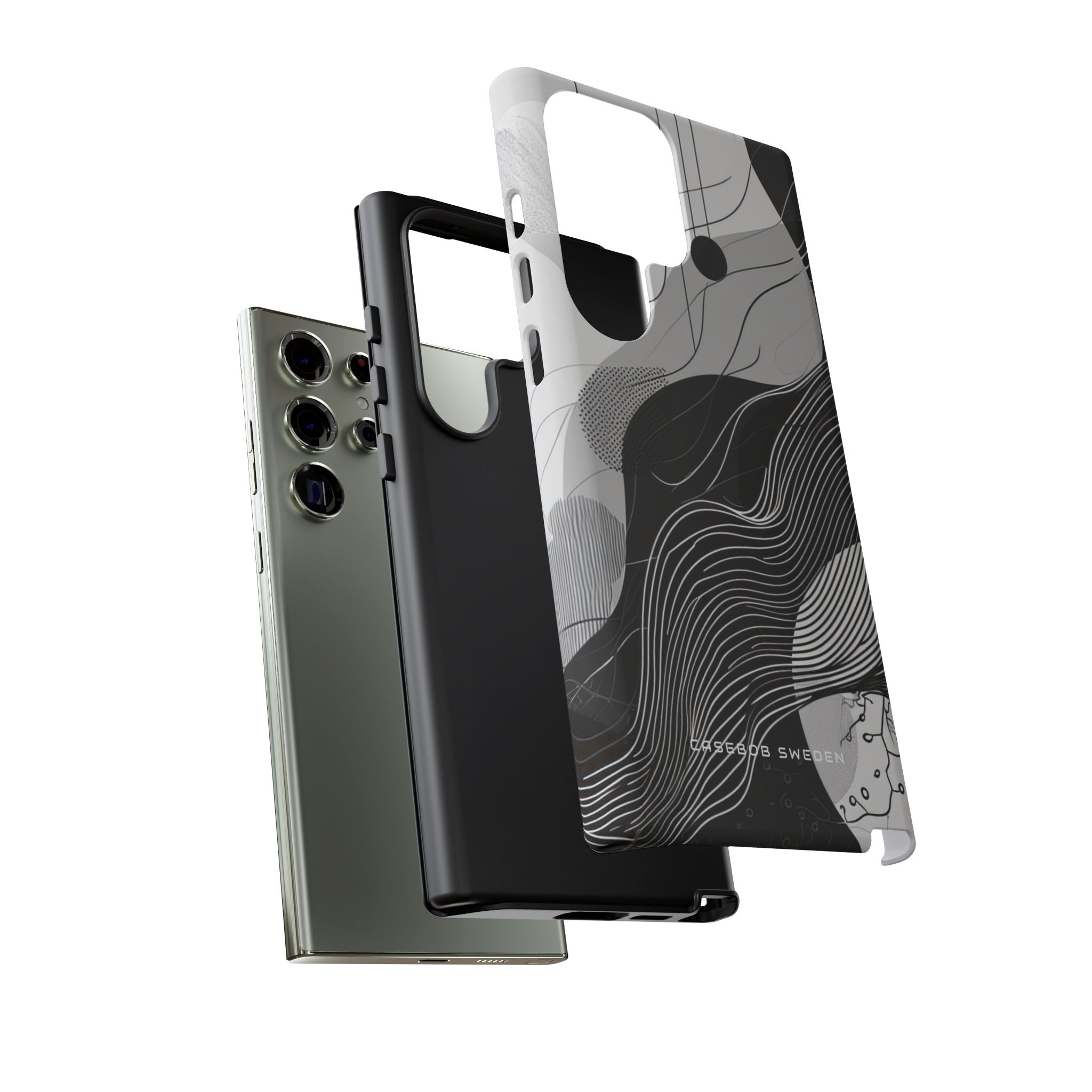 Fluid Rhythms: Monochrome Line Flow Samsung S23 - Tough Phone Case