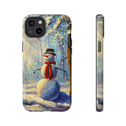 Oil painting - Happy Snowman - Protective Phone Case