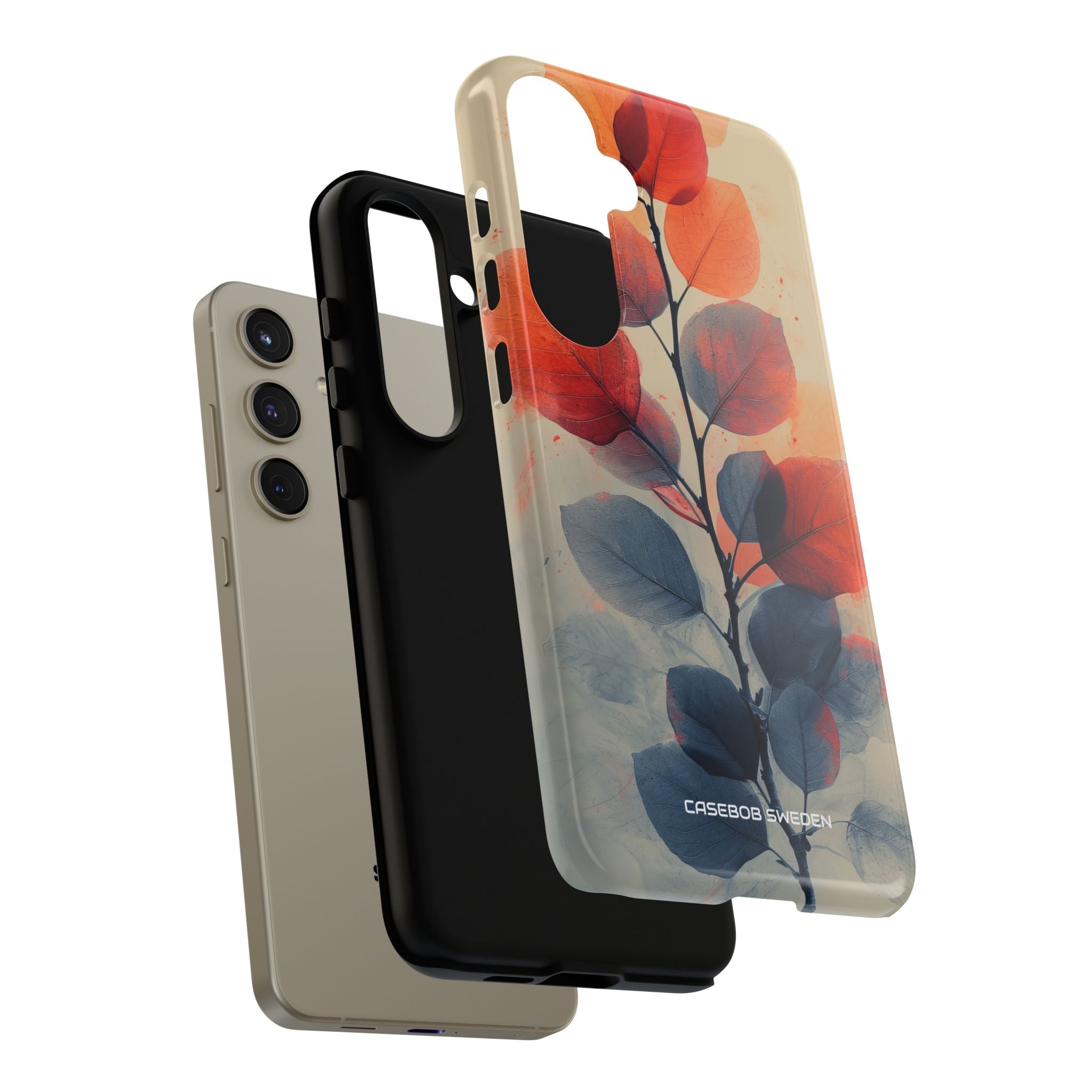 Orange Gray Leaves - Tough Samsung S24 Phone Case