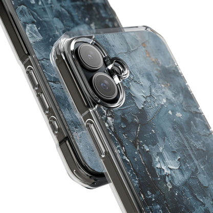 Weathered Blue Tapestry with Cracked Layers iPhone 16 - Clear Impact Phone Case