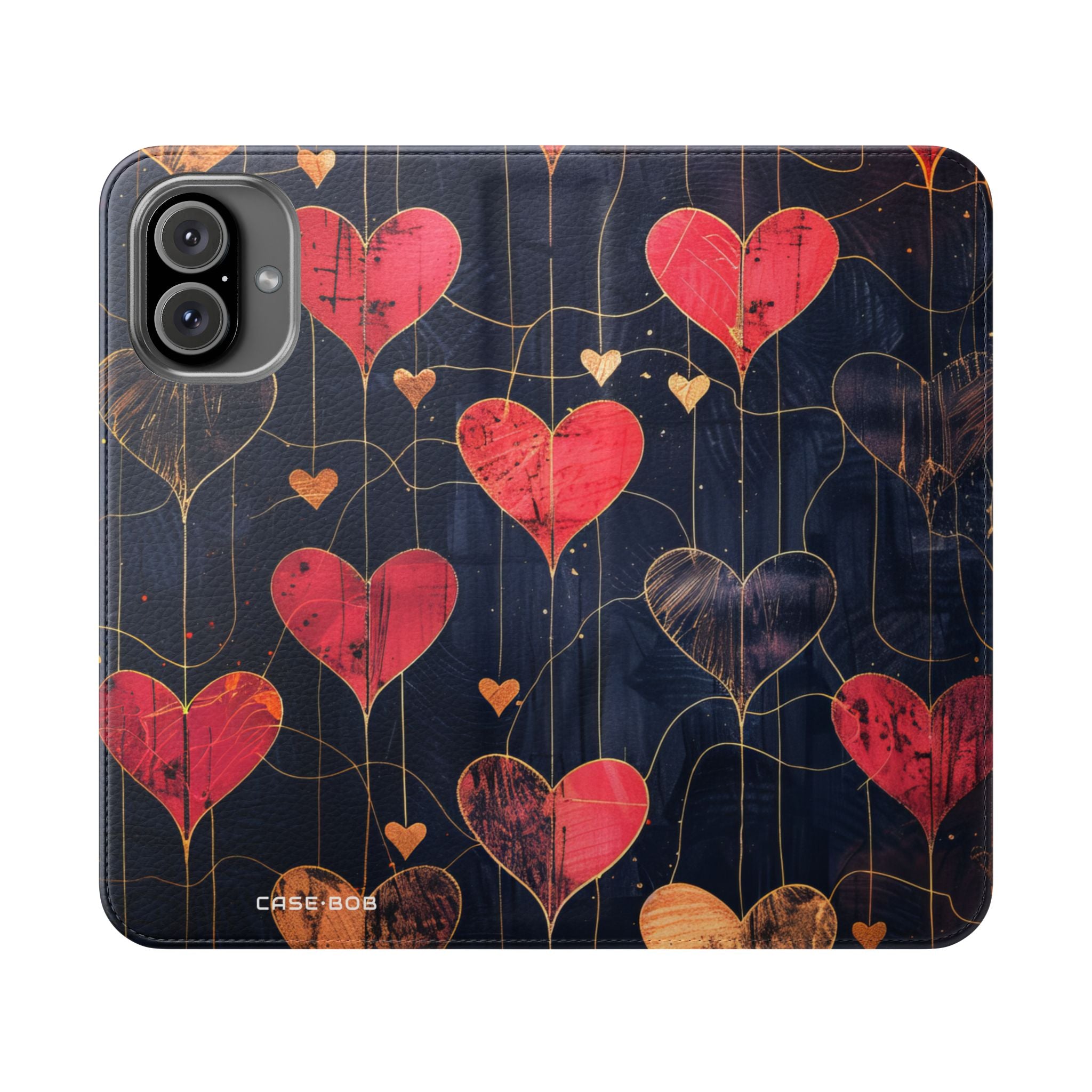 Textured Heart Grid - iPhone 16 Plus Case - Wallet