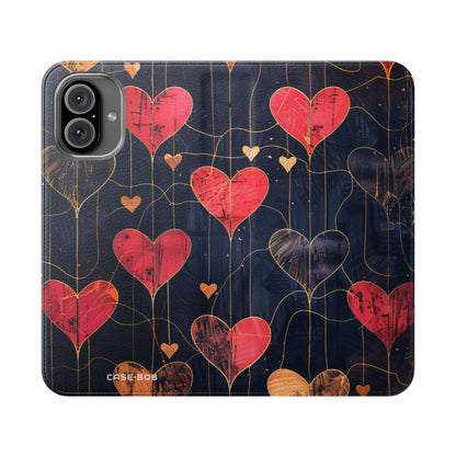 Textured Heart Grid - iPhone 16 Plus Case - Wallet