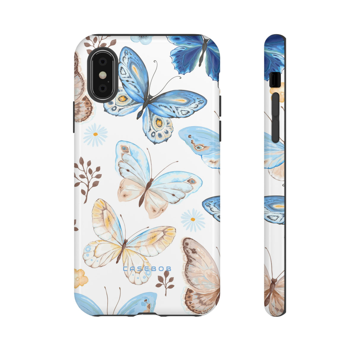 Flying Butterflies, Blue and Yellow iPhone case (Protective) - Protective Phone Case