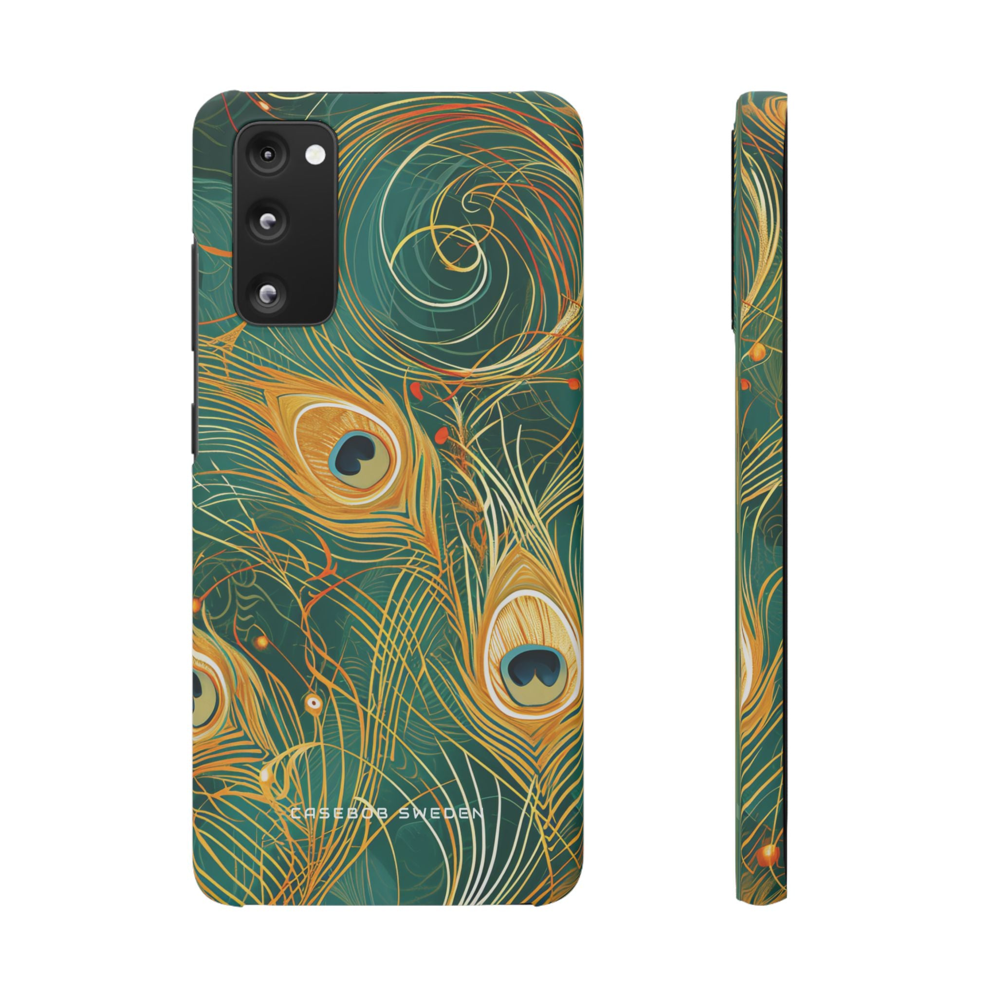 Peacock Elegance in Teal and Gold Samsung S20 - Slim Phone Case