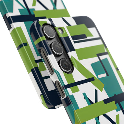 Green Geometry Glide Samsung S23 - Slim Phone Case