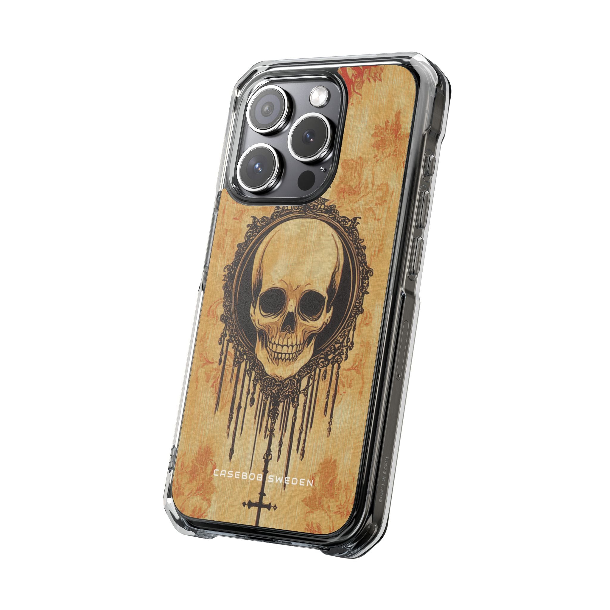 Gothic Skull Elegance iPhone 15 - Clear Impact Phone Case