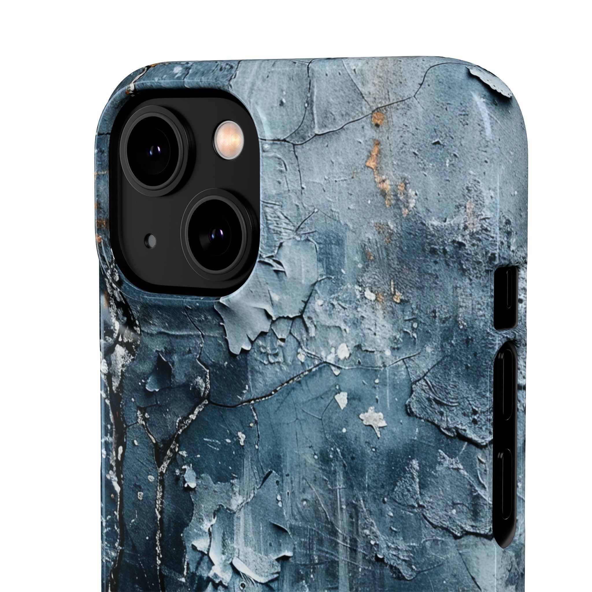 Weathered Blue Tapestry with Cracked Layers iPhone 14 - Slim Phone Case