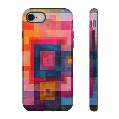 Center-Out Pastel Squares - Protective Phone Case