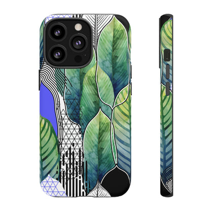 Watercolor Green Leafs - Protective Phone Case