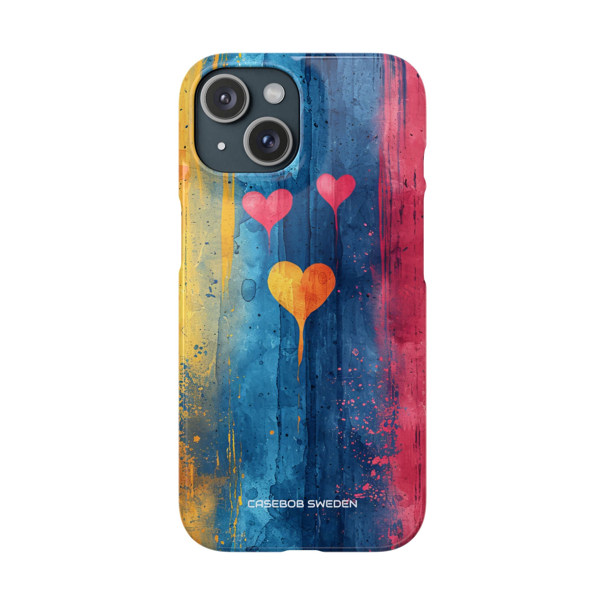 Hearts Watercolor Art - Slim iPhone 15 Phone Case