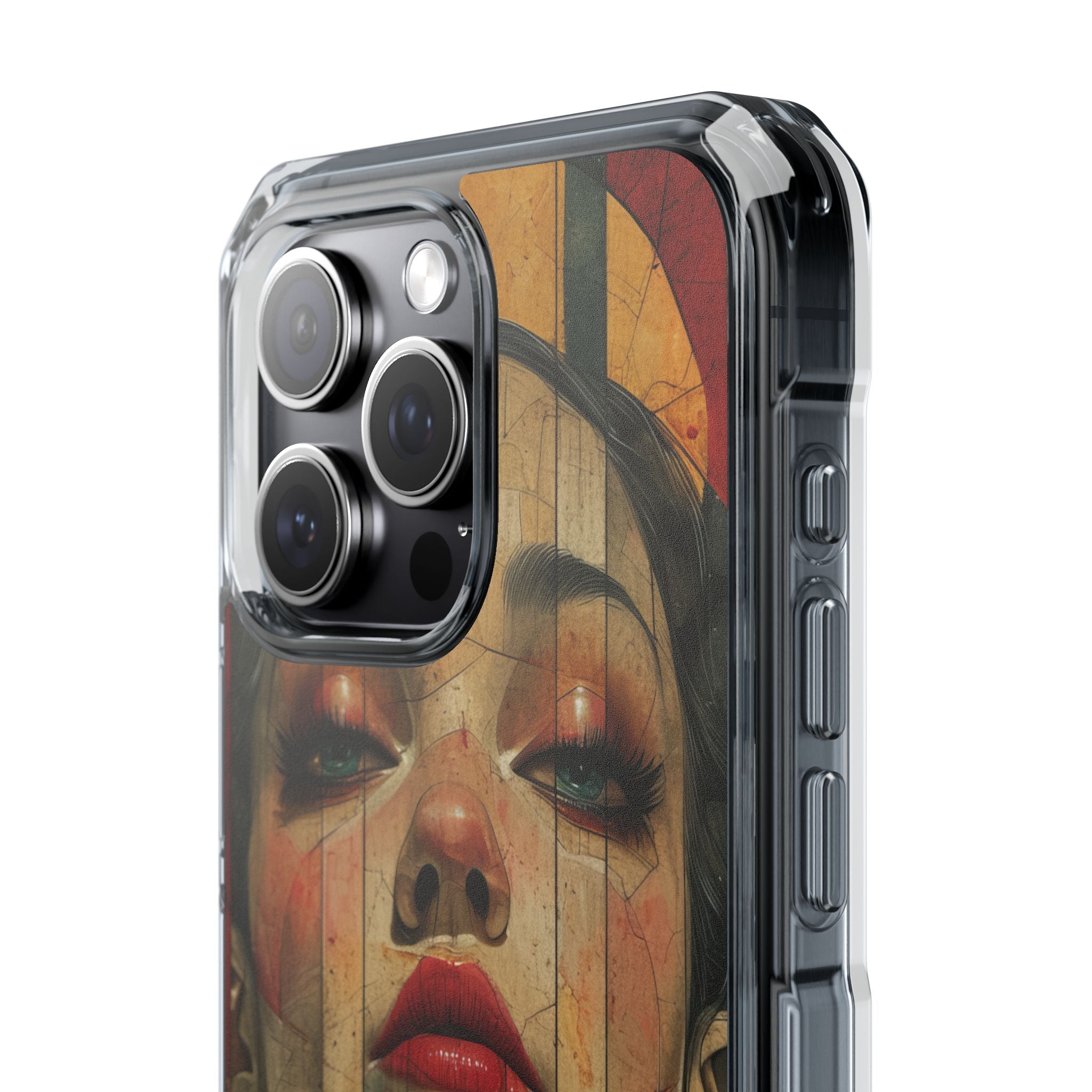 Bold Art Deco Portrait - Clear Impact iPhone 15 Phone Case