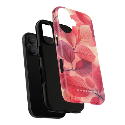 Elegant Pink Leaves iPhone 16 - Tough Phone Case