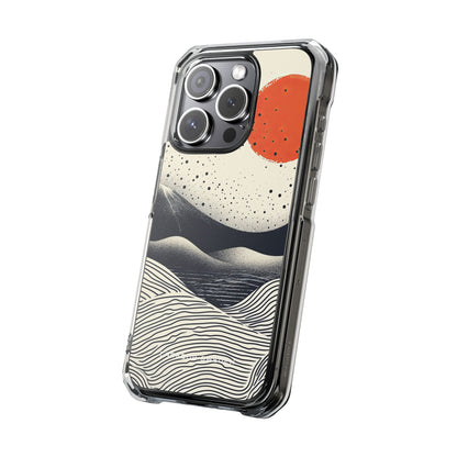 Red Sun Over Flowing Horizons iPhone 15 - Clear Impact Phone Case