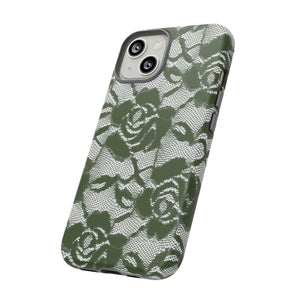 Green Lace Gothic Flower - Protective Phone Case