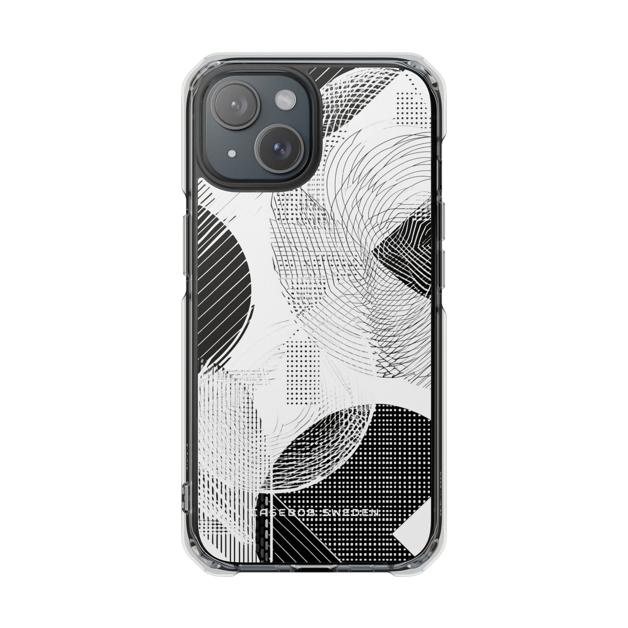 Geometric Monochrome Flow iPhone 15 - Clear Impact Phone Case