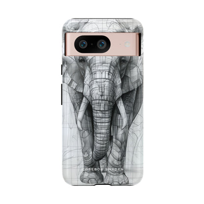 Elephant Line Geometry Google Pixel 8 - Tough Phone Case