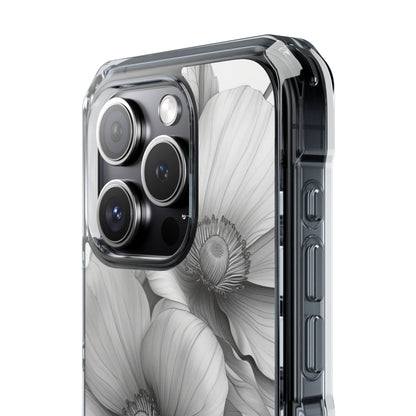 Grayscale Floral Harmony iPhone 15 - Impact Clear+