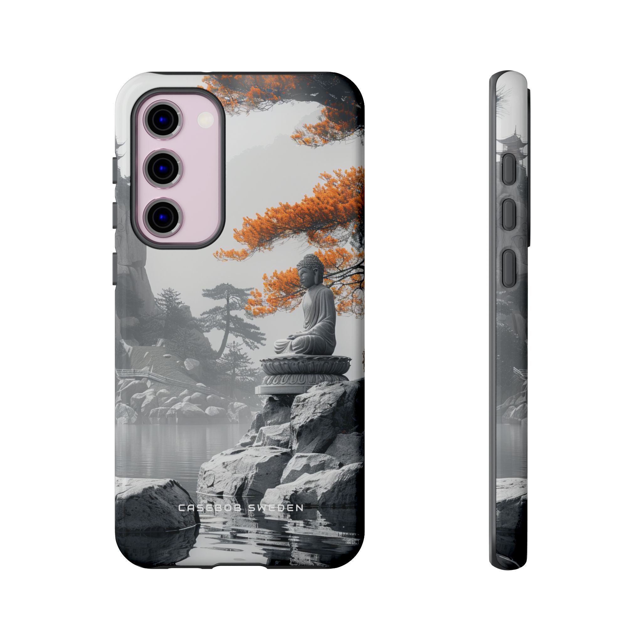 Zen Serenity: Tranquil Landscape with Buddha and Pagoda Samsung S23 - Tough Phone Case