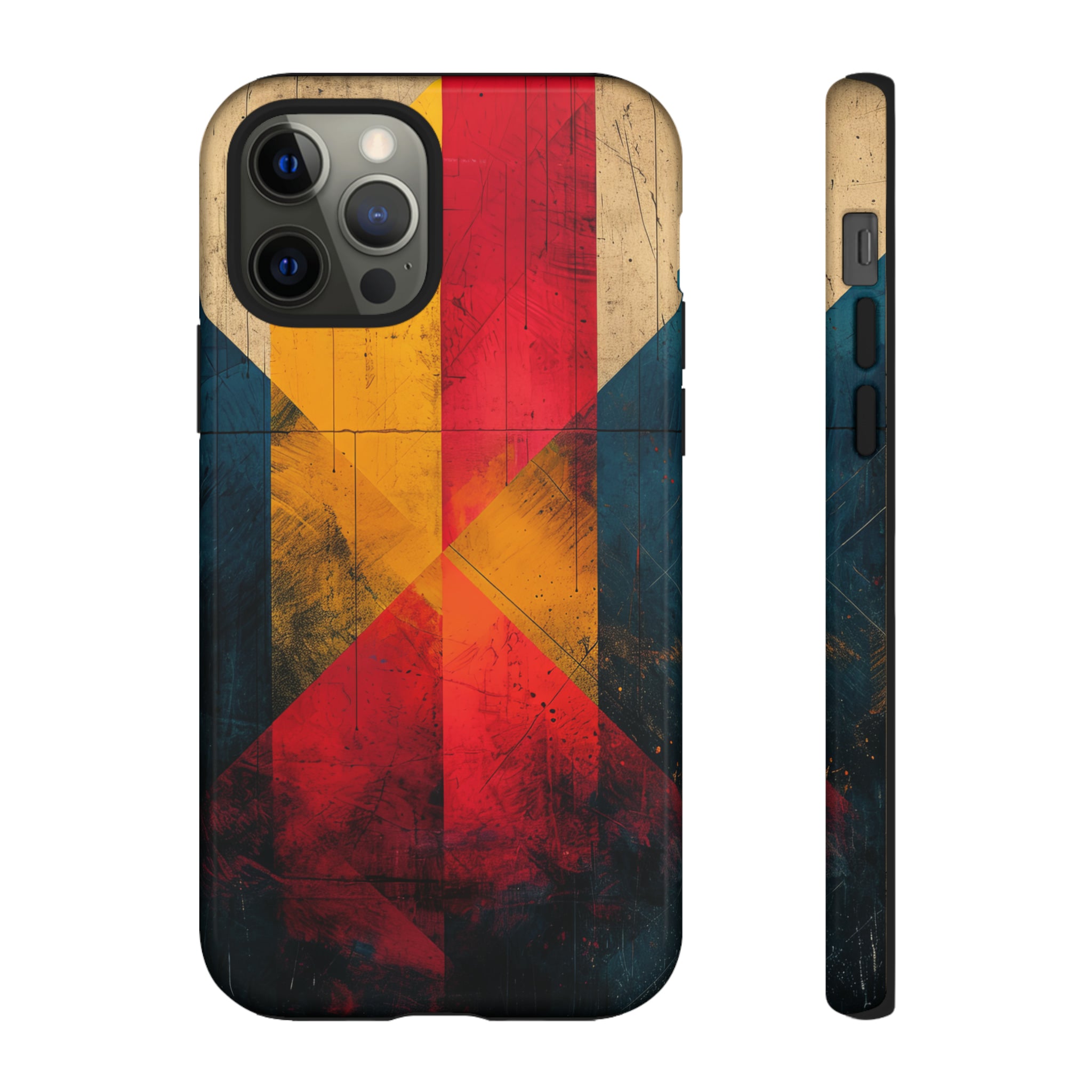 Center Point Bright Red Geometry - Protective Phone Case