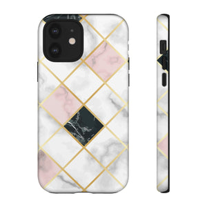 Pink Marble Geometric iPhone Case (Protective) iPhone 12 Matte Phone Case