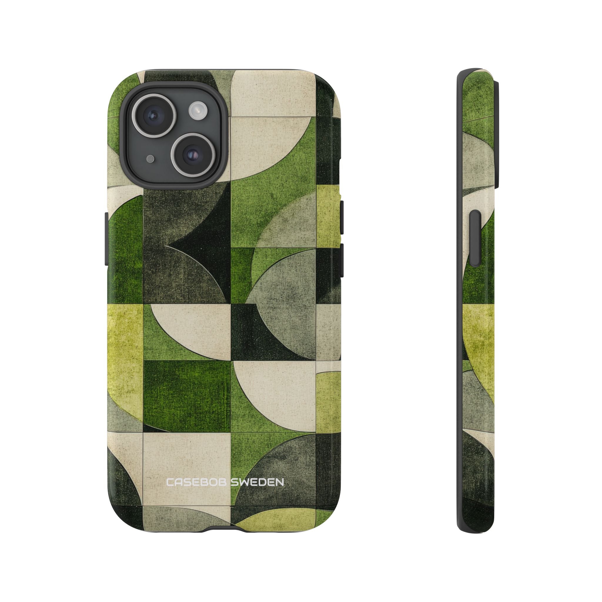 Green Geometric Harmony - Tough iPhone 15 Phone Case