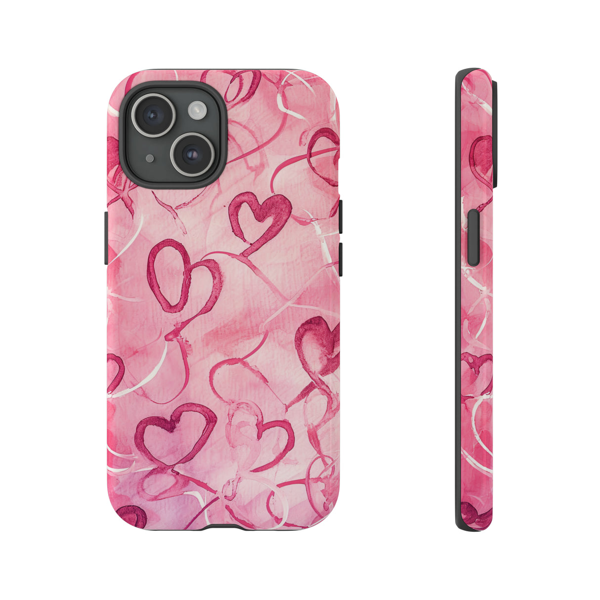 Intertwined Hearts & Cupid - Protective Phone Case