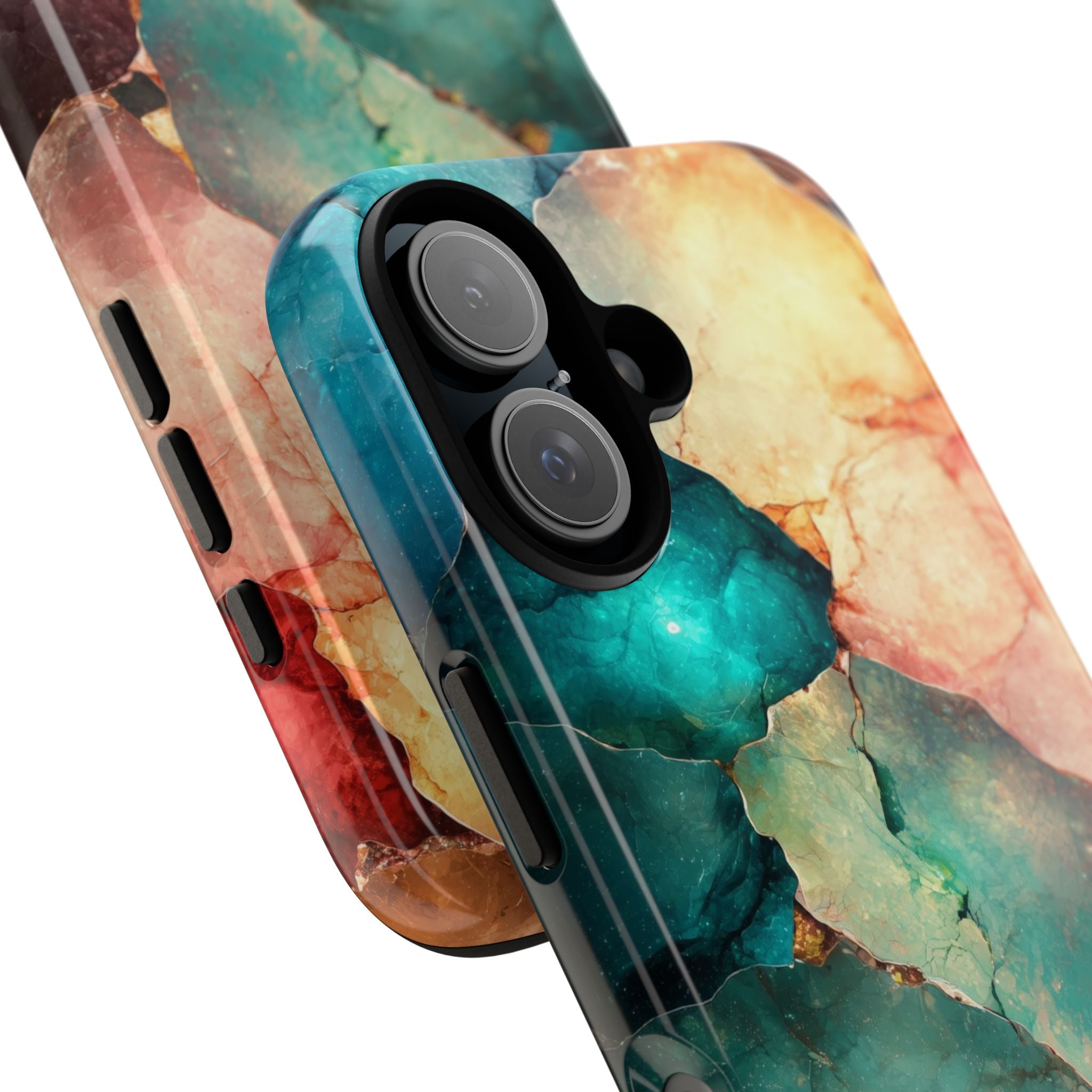 Teal Mosaic Veins iPhone 16 Case - Tough