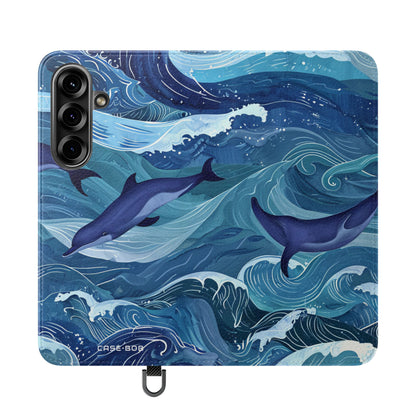 Dolphin Wave Dance - Samsung S25 Case - Wallet