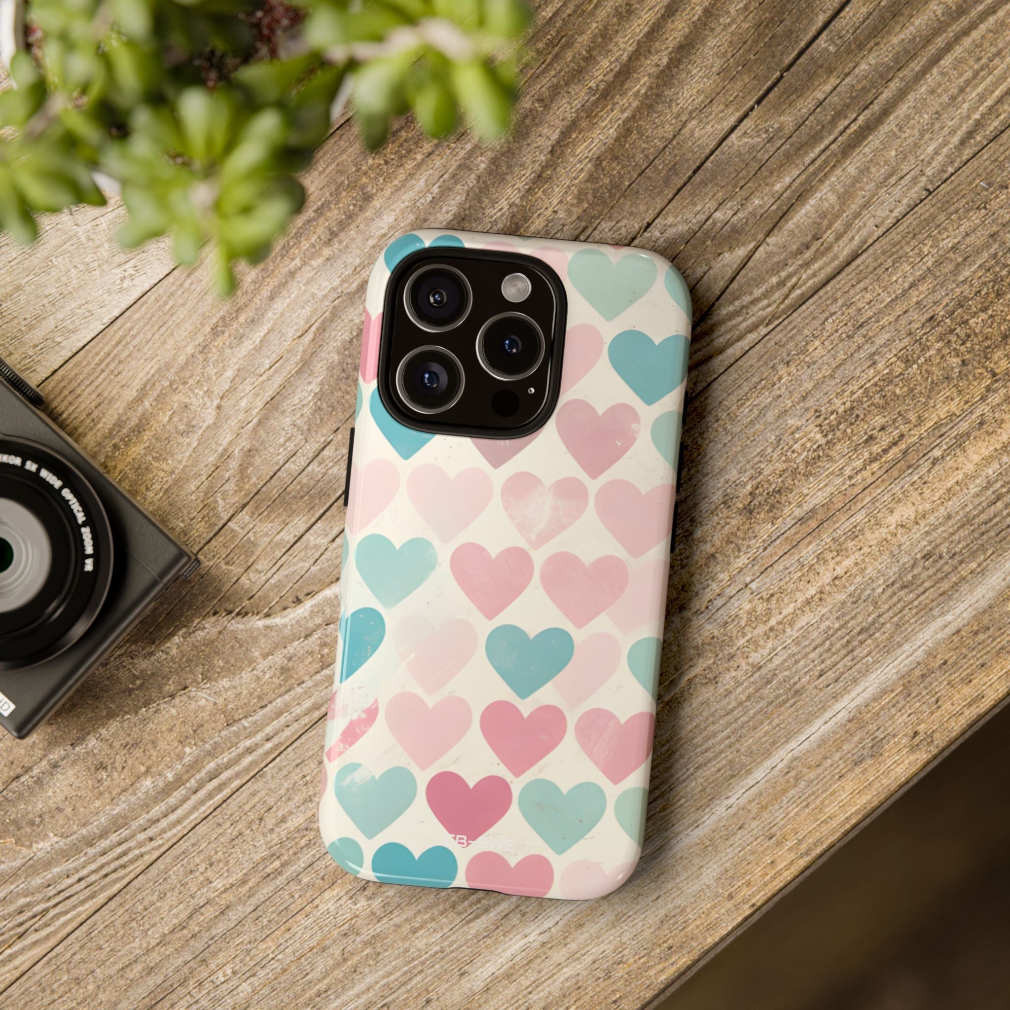 Retro Hearts Symmetry - iPhone Case