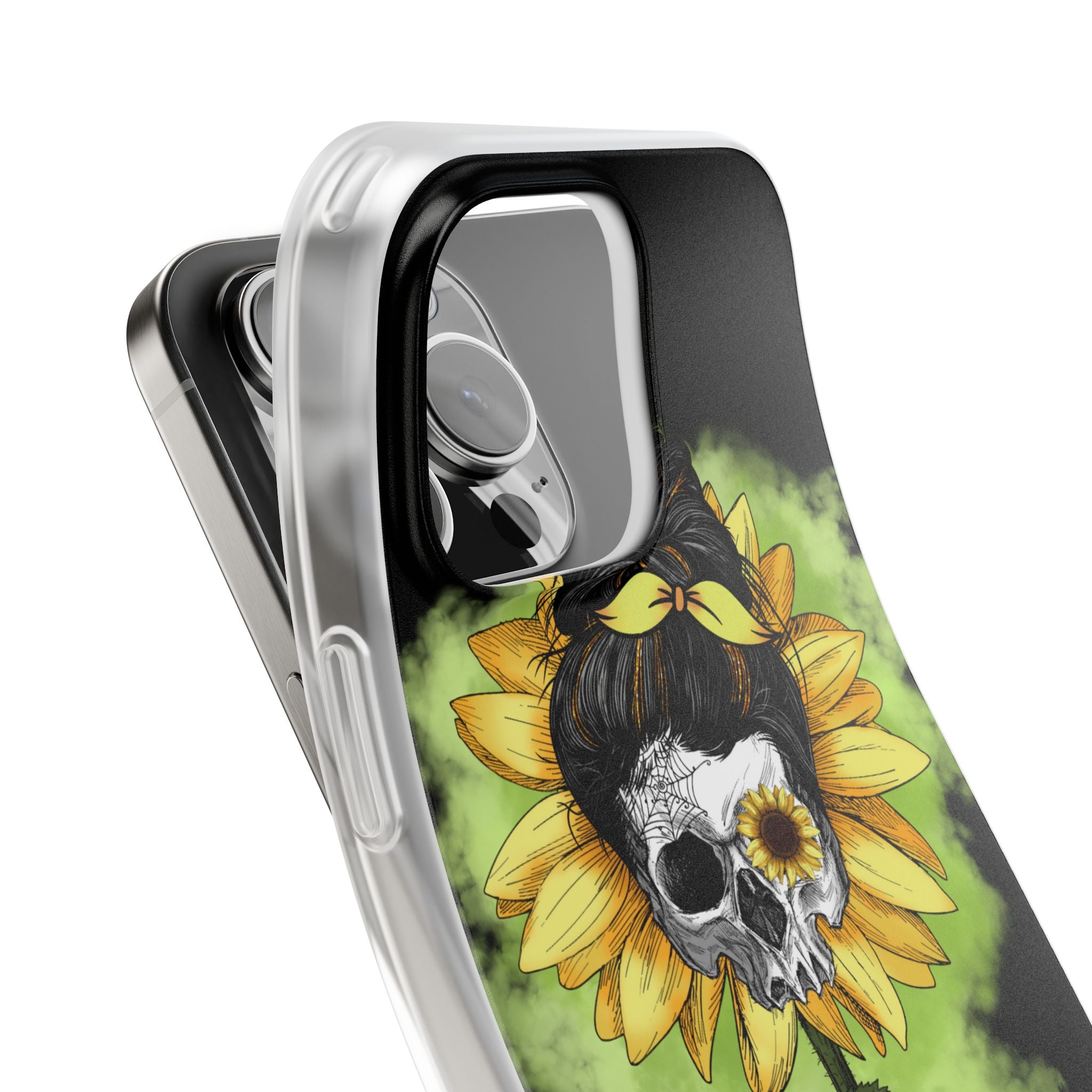 Sunflower Skull iPhone 16 Pro Max Case - Soft