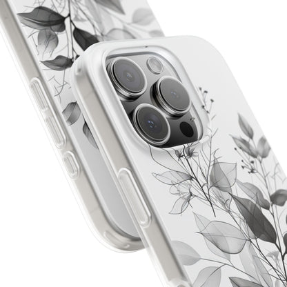 Veined Leaves Gray iPhone 16 Pro Case - Soft