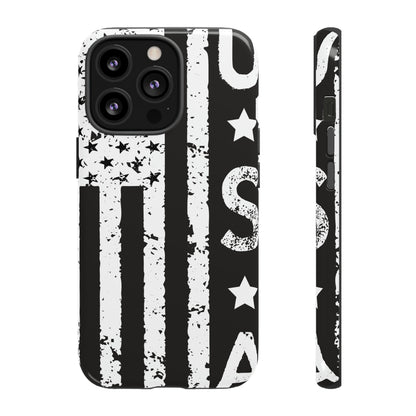 Black n White U.S Flag - Protective Phone Case