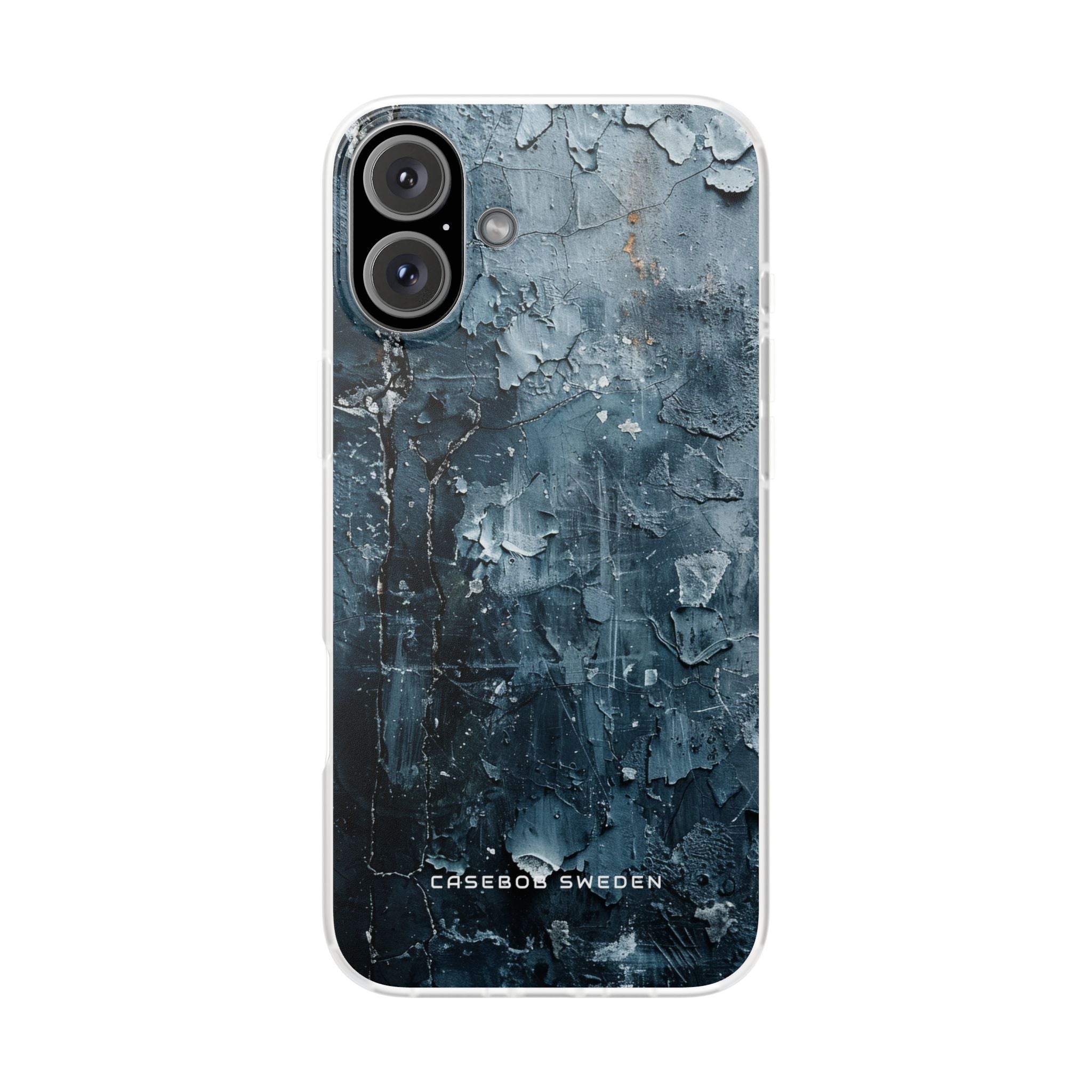 Weathered Blue Tapestry with Cracked Layers iPhone 16 - Flexi Phone Case