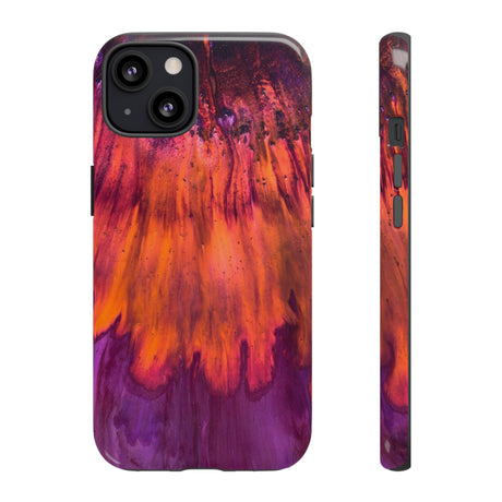 Orange Flow Ink Art iPhone Case (Protective) iPhone 13 Glossy Phone Case