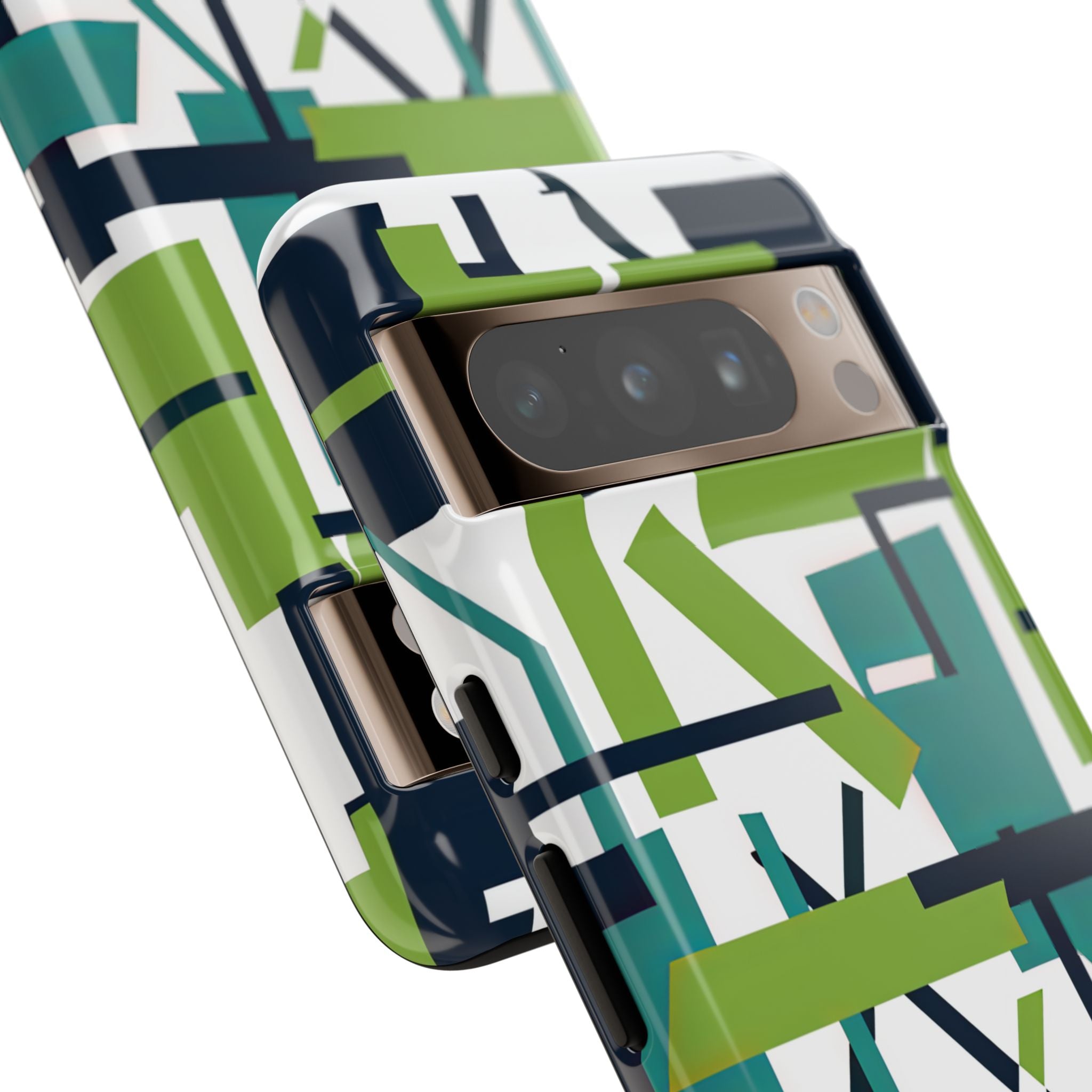 Green Geometry Glide Google Pixel 8 - Tough Phone Case