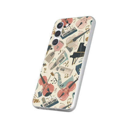 Beige Musical Instruments Pattern - Flexi Samsung S23 Phone Case