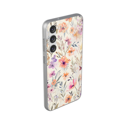 Soft Pink Floral Watercolor Design - Flexi Samsung S23 Phone Case