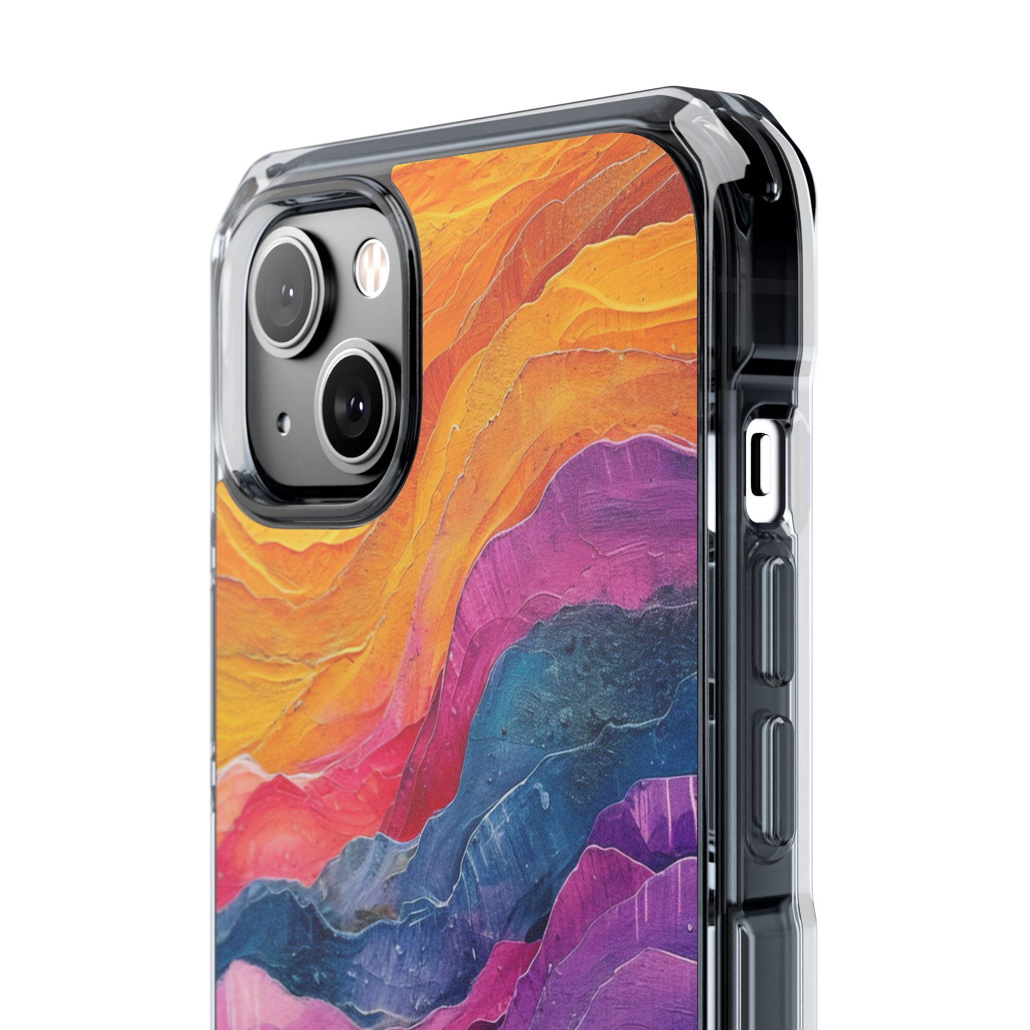 Vibrant Abstract Waves - Clear Impact iPhone 14 Phone Case