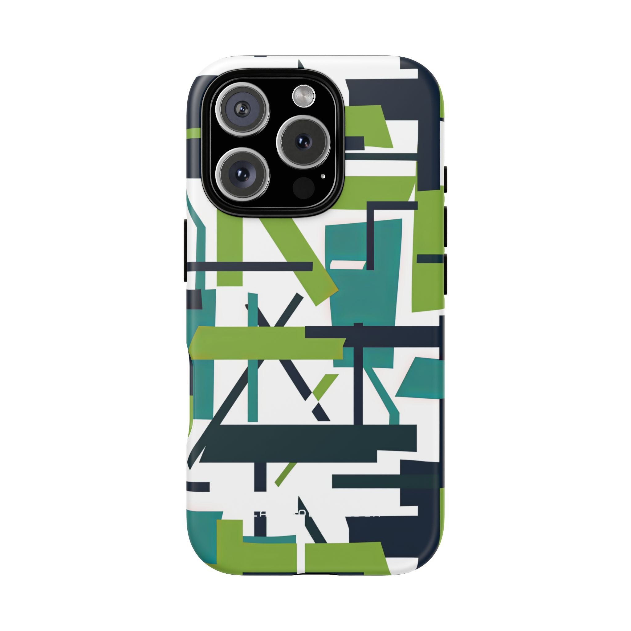 Green Geometry Glide iPhone 16 - Tough Phone Case