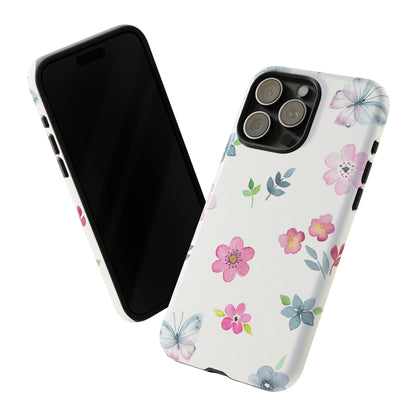 Vintage flowers and butterflies iPhone case - Protective Phone Case