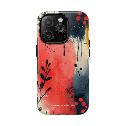 Red Blue Abstract Florals - Tough + MagSafe® iPhone 14 Phone Case