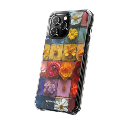 Vibrant Floral Tiles - Clear Impact iPhone 14 Phone Case